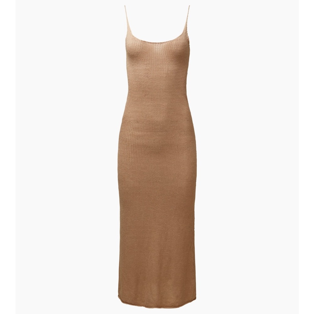 Onia Textured Linen Sweater Scoop Maxi in sand